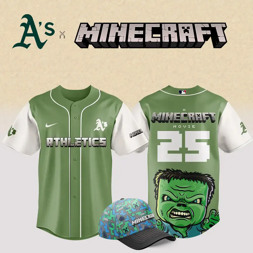 Oakland Athletics Mlb X Minecraft Movie Custom Baseball Jersey Image