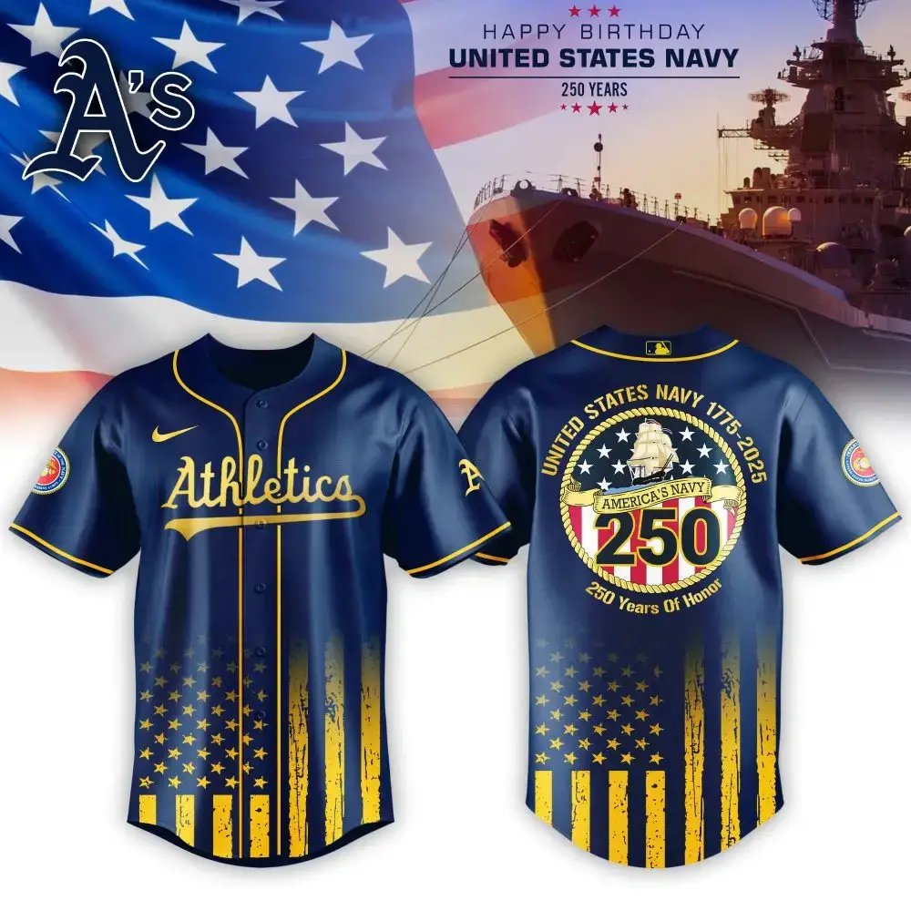 Oakland Athletics Mlb X Usa Happy Birthday Usa Navy Custom Baseball Jersey Image