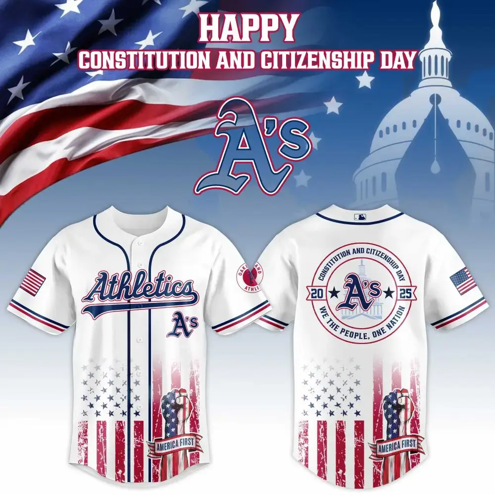 Oakland Athletics Mlb X Usa Happy Constitution And Citizenship Day Custom Baseball Jersey Image
