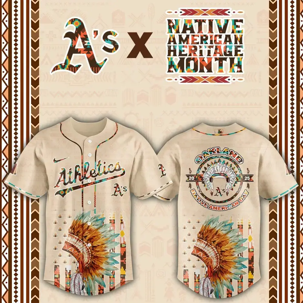 Oakland Athletics Native American Heritage Month Custom Baseball Jersey Image