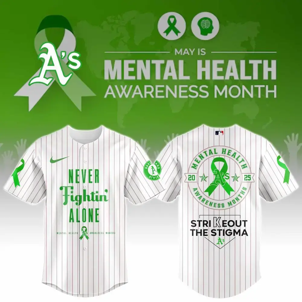 Oakland Athletics Special Mental Health Awareness Week Limited Edition Custom Baseball Jersey Image