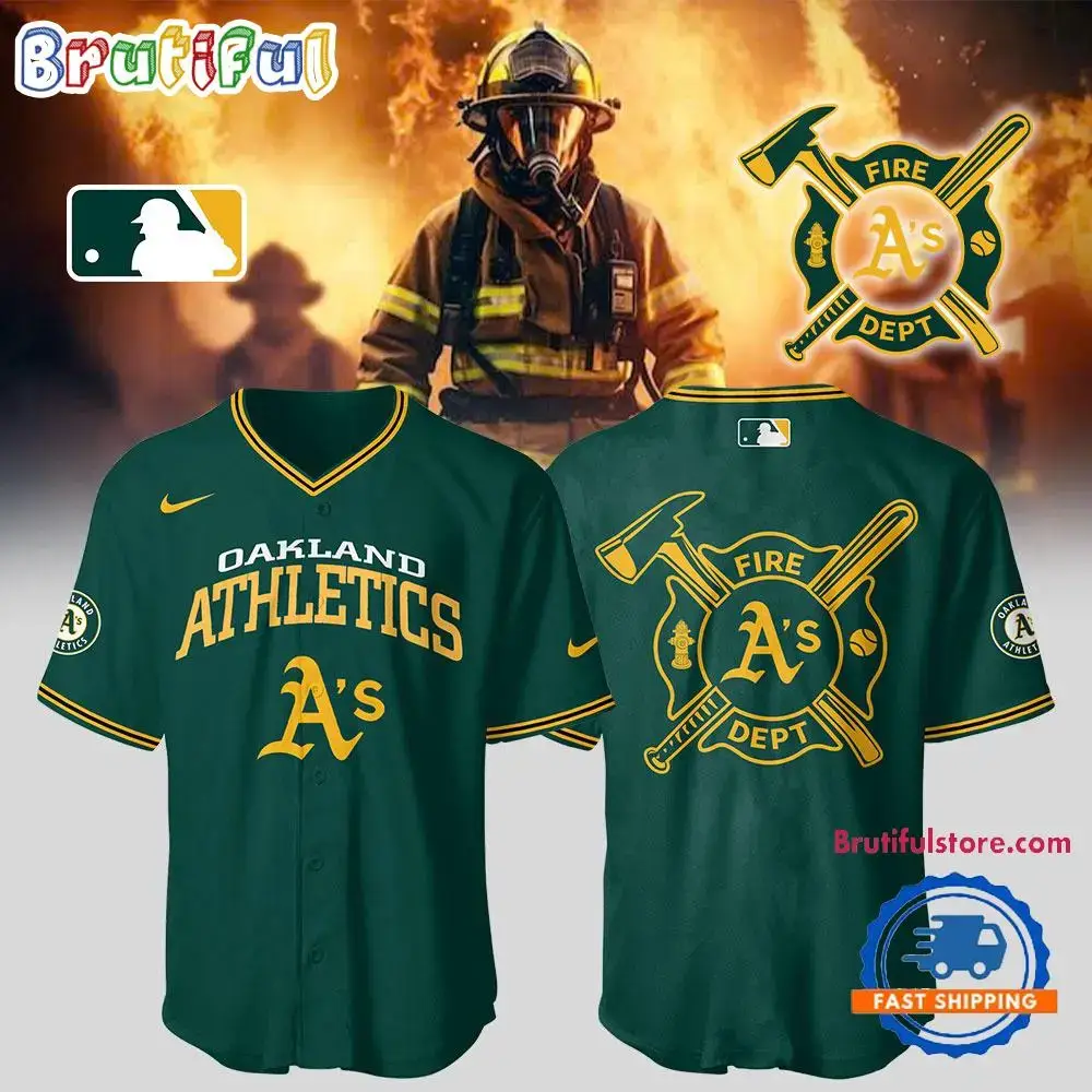 Oakland Athletics x Firefighter Appreciation Night Baseball Jersey Image