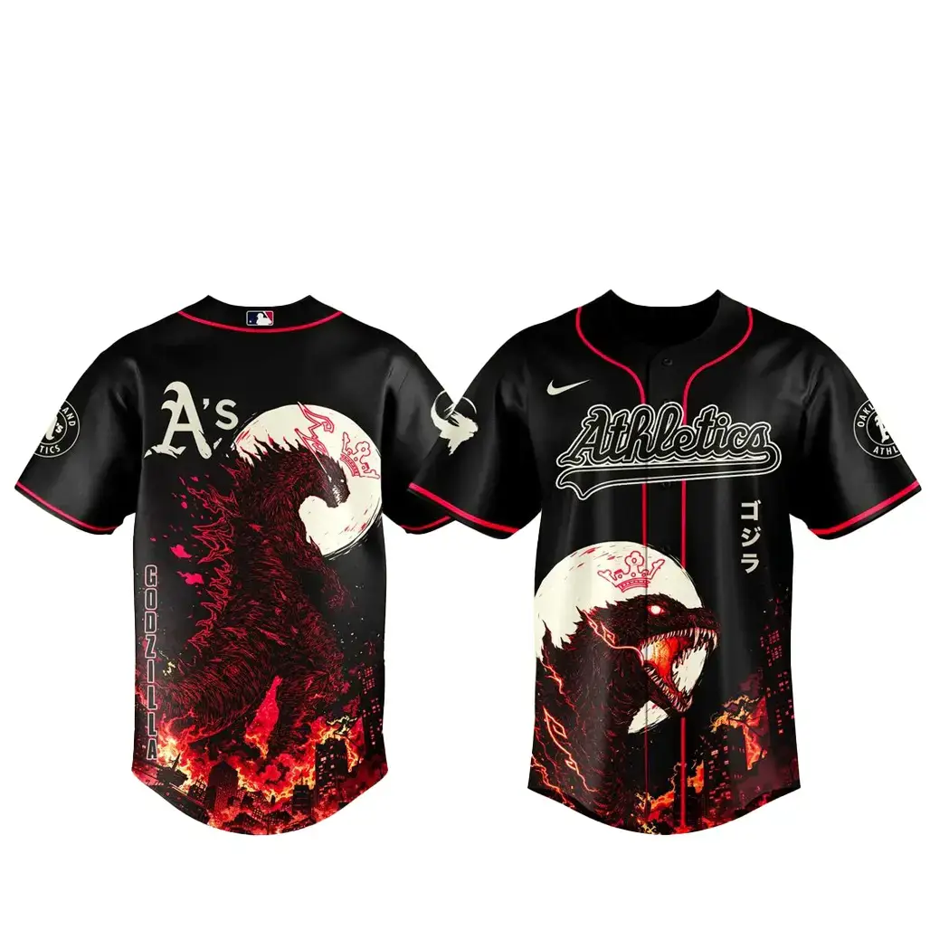 Oakland Athletics x Godzilla Minus Zero Baseball Jersey Image