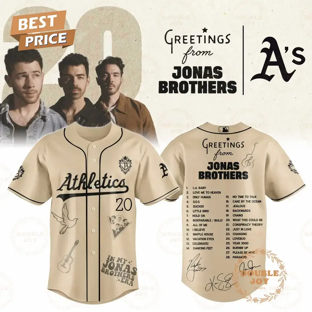 Oakland Athletics x Greetings From Jonas Brothers Begie Baseball Jersey Image