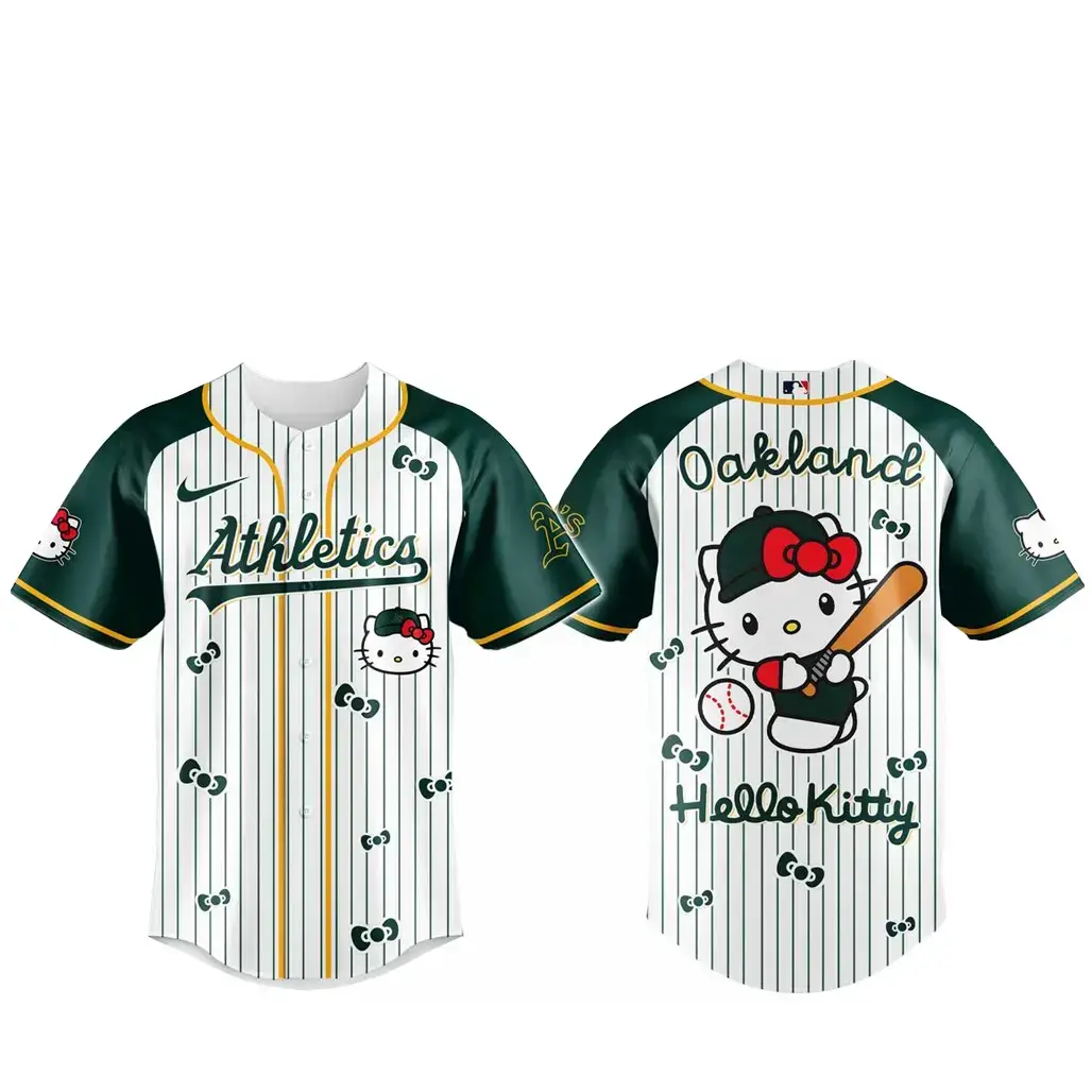 Oakland Athletics x Hello Kitty 2026 And Sanrio World Baseball Jersey Image