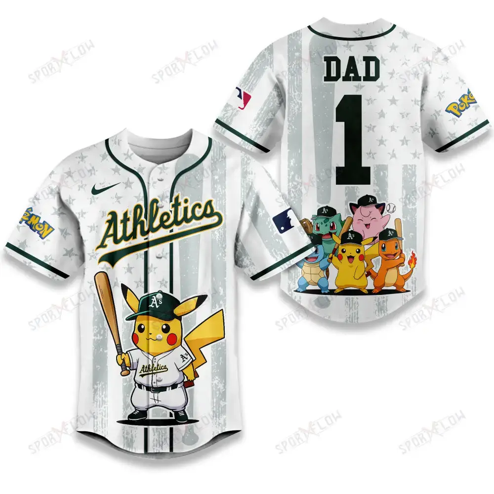 Oakland Athletics X Pokemon Night Dad Edition Baseball Jersey Image