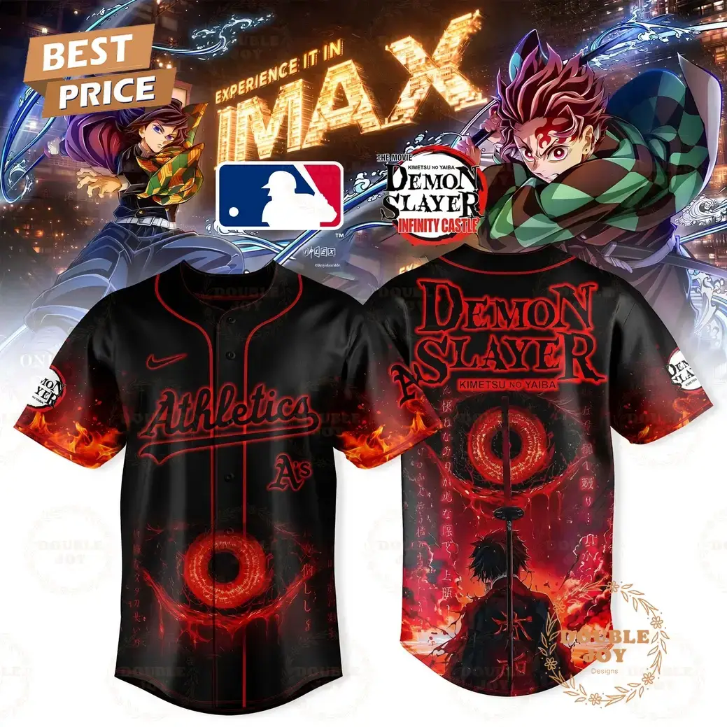 Oakland Athletics x The Movie 2025 Demon Slayer Infinity Castle Special Edition Baseball Jersey Image