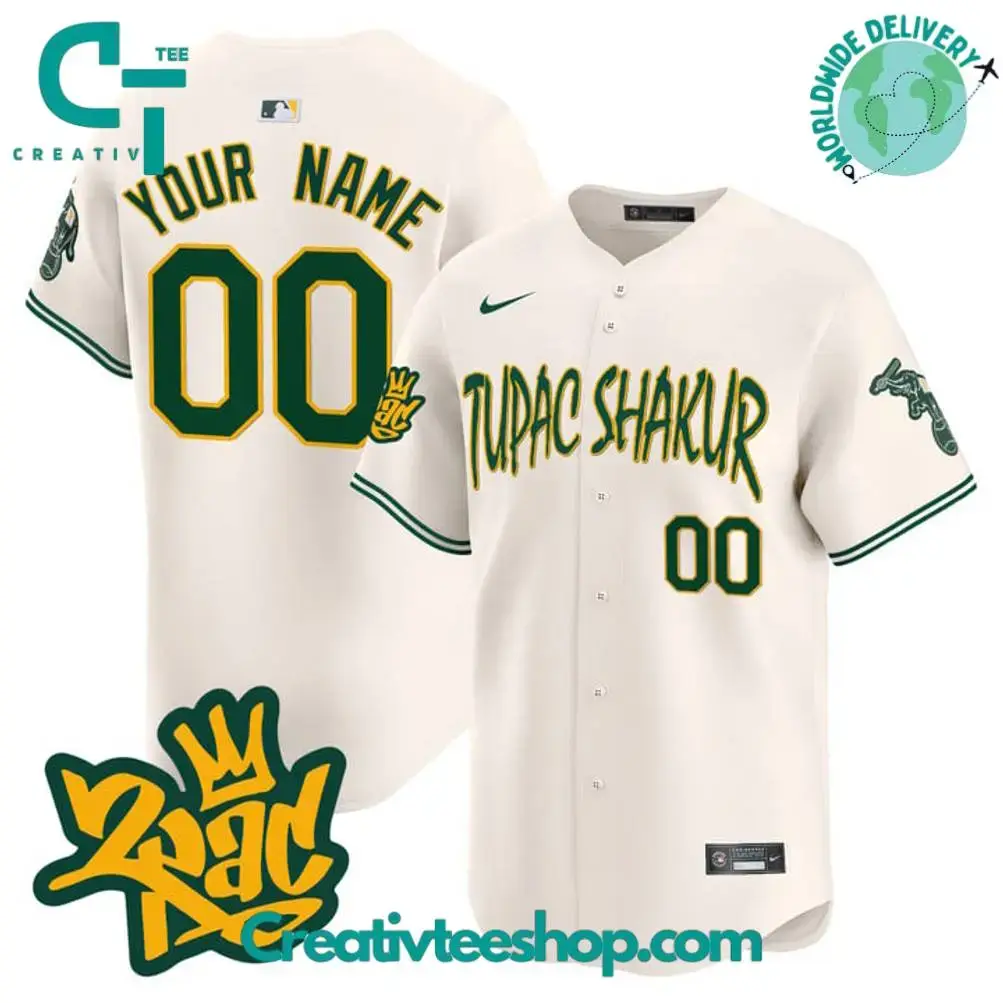 Oakland Athletics X Tupac Shakur Style Special Edition Baseball Jersey Image