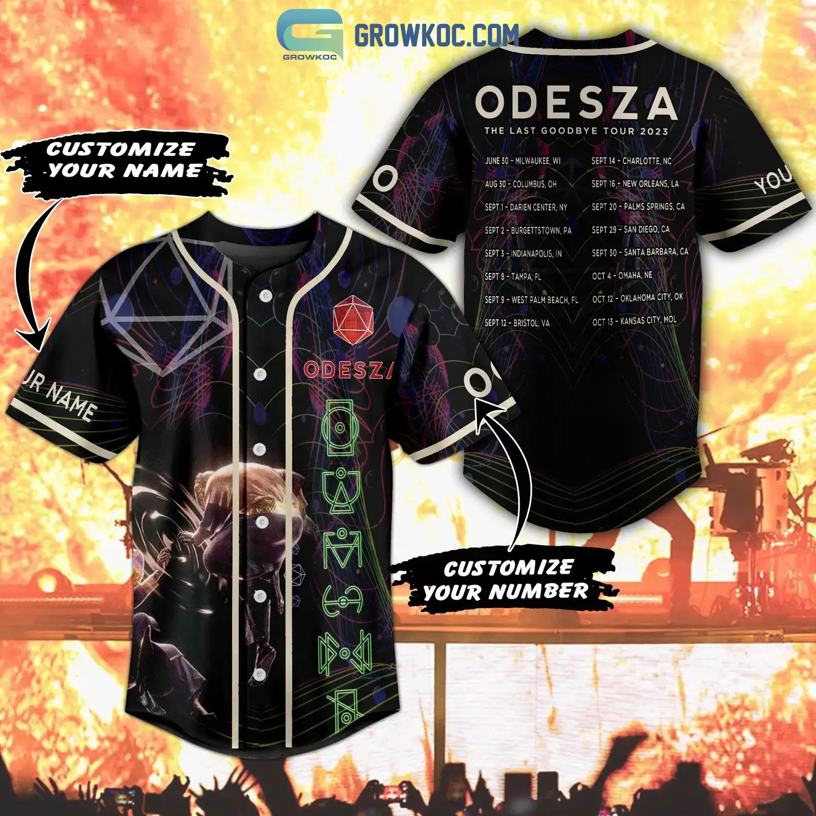 Odesza The Last Goodbye Tour 2023 Personalized Baseball Jersey Image