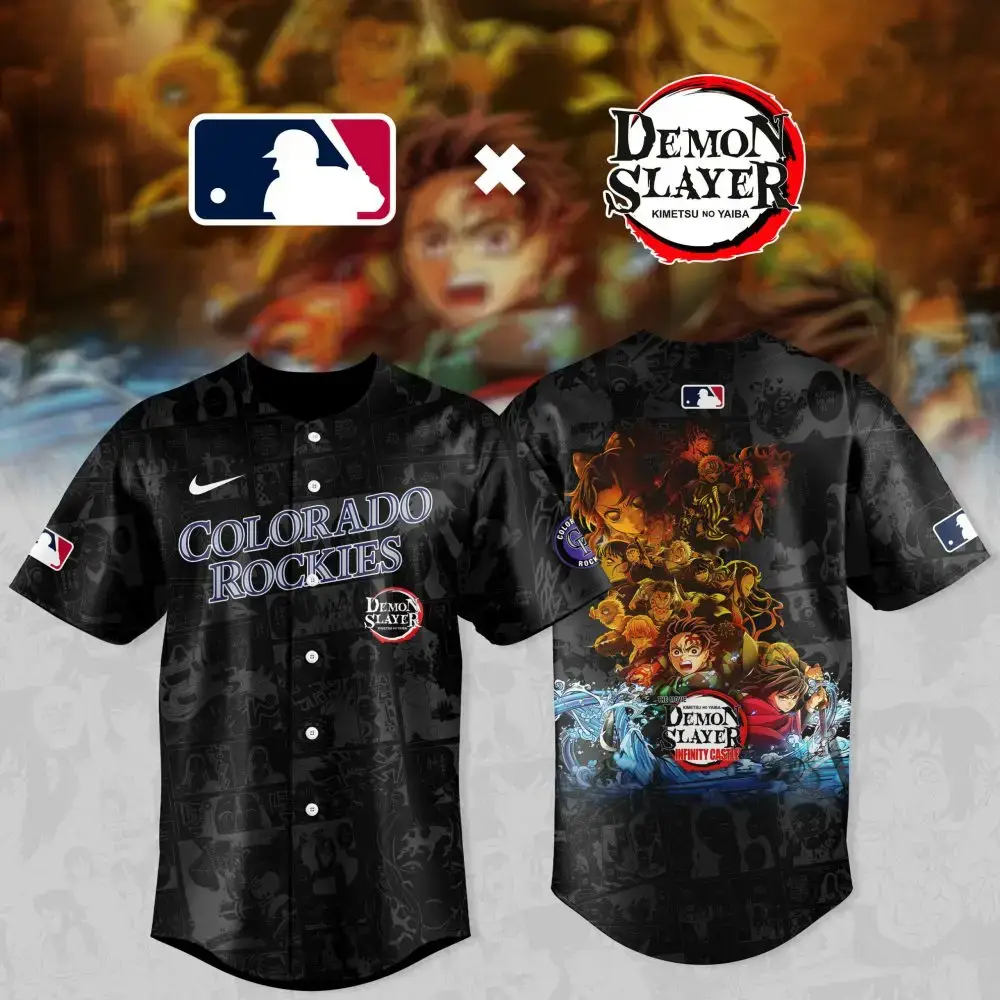 Official Colorado Rockies X Demon Slayer Limited Edition Jersey - Anime Mlb Collab Image