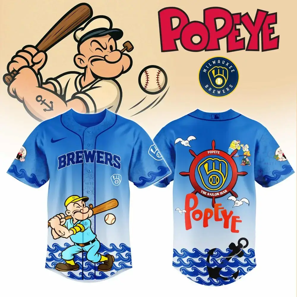 Official Popeye Brewers Baseball Jersey - Limited Edition Fan Gear Image
