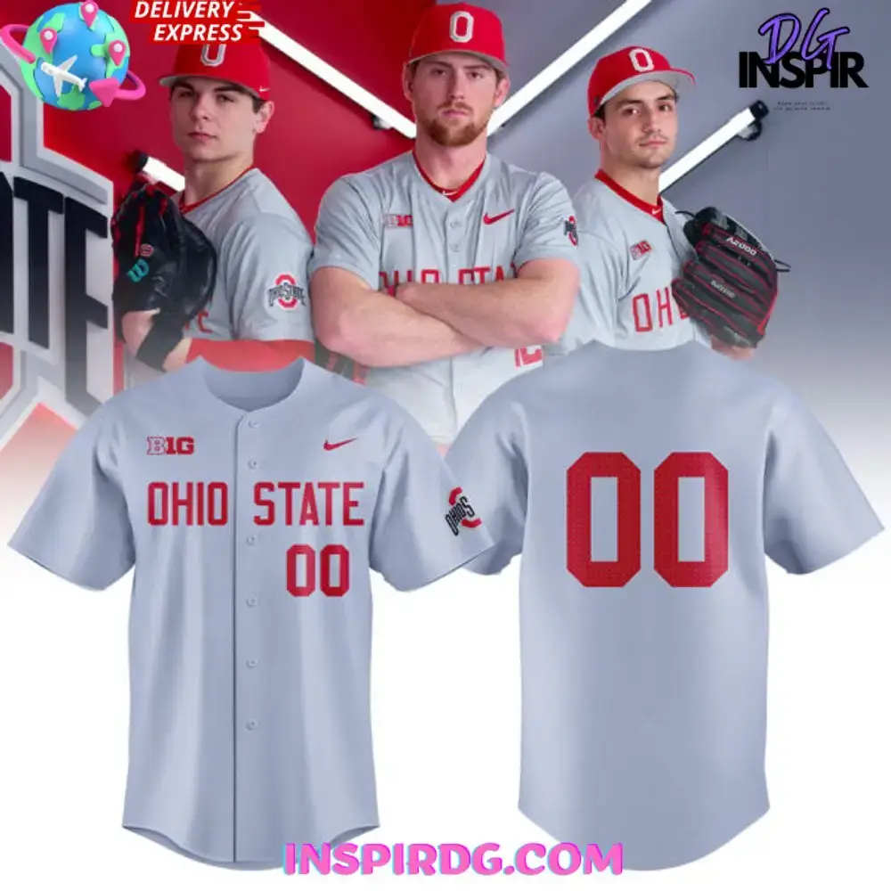 Ohio State Baseball Fresh Road Gray Baseball Jersey Image
