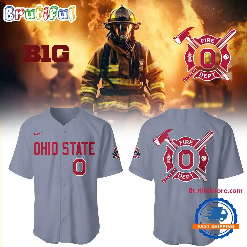 Ohio State Baseball x Firefighter Appreciation Night 3D Print Jersey Shirt Image