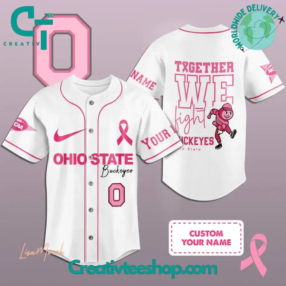 Ohio State Buckeyes Breast Cancer Together We Fight Baseball Jersey Image