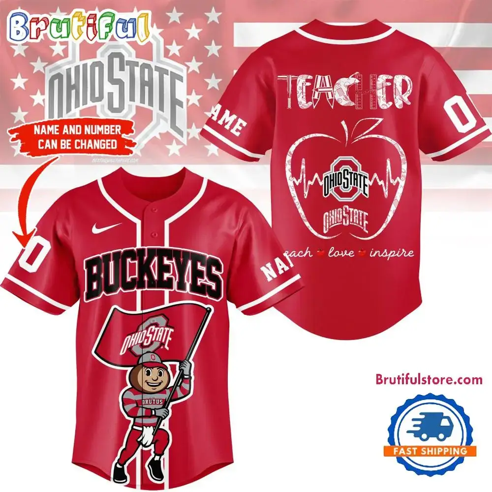 Ohio State Buckeyes Mascot Teacher Appreciation Month Baseball Jersey Image