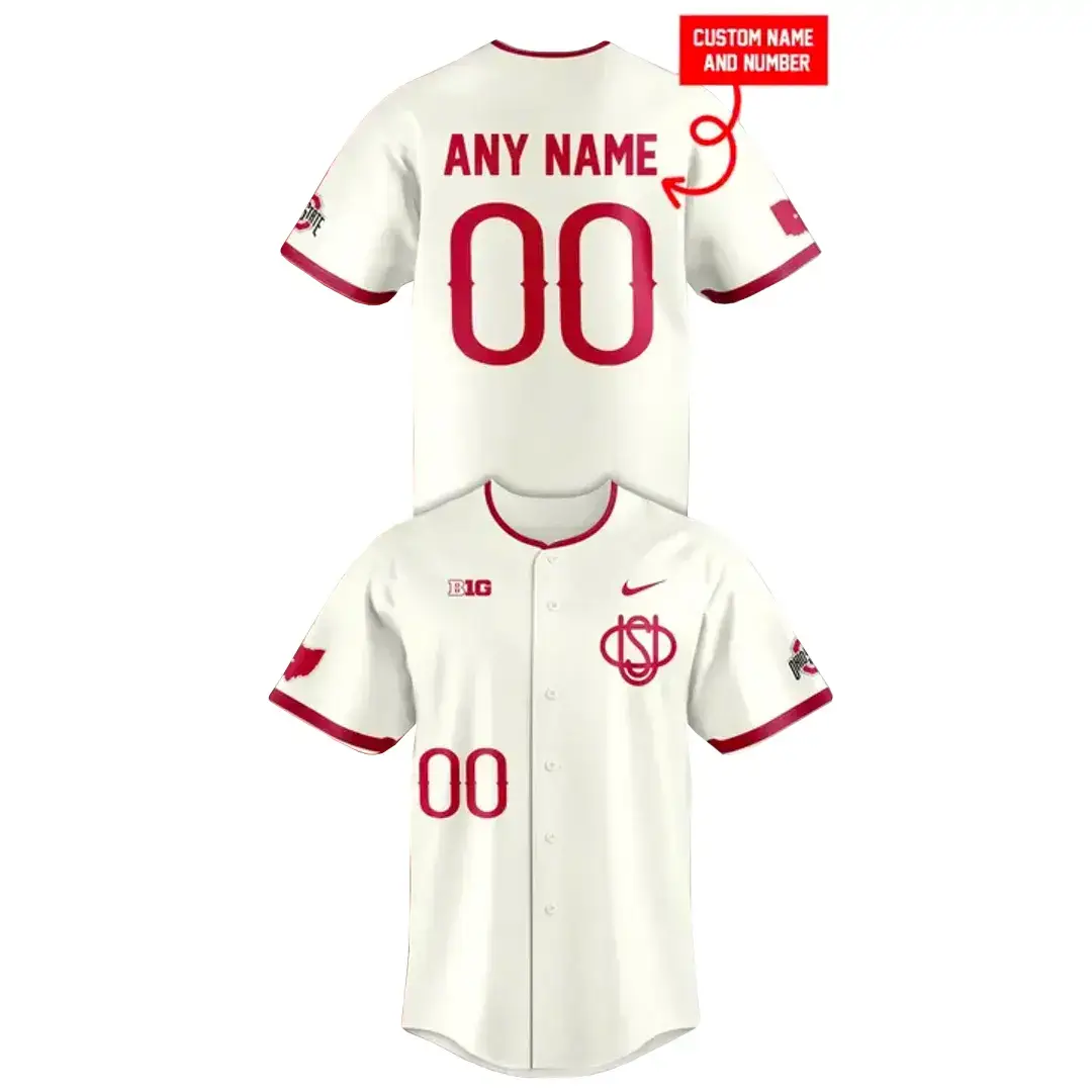 Ohio State Buckeyes Throwback Uniform 2026 Custom Name and Number Baseball Jersey Image