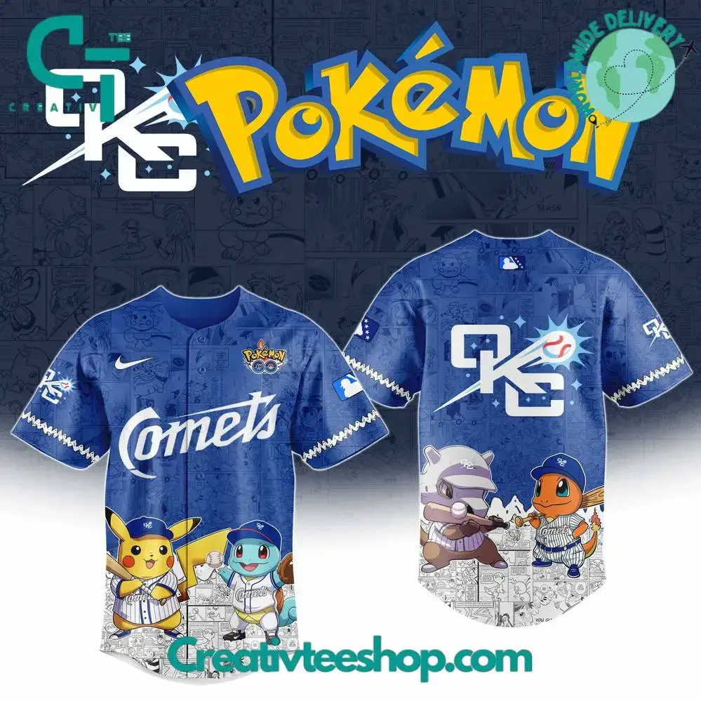 Oklahoma City Comets X Pokemon Go Special Baseball Jersey Image