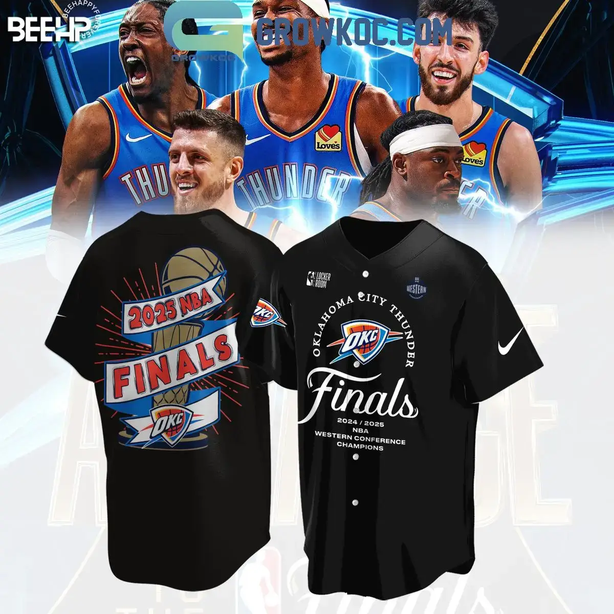 Oklahoma City Thunder 2025 NBA Finals Baseball Jersey Image