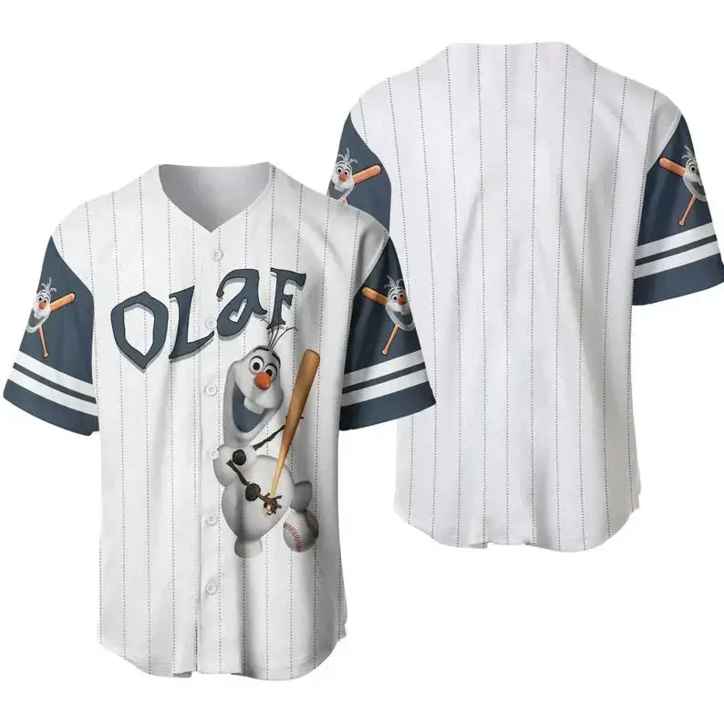 Olaf Baseball Jersey Shirt – Fun Cartoon Sportswear For Fans, Unisex Design Image