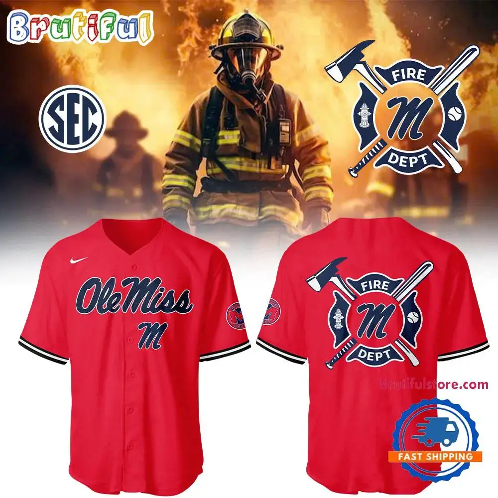 Ole Miss Rebels Baseball x Firefighter Appreciation Night 3D Print Jersey Image