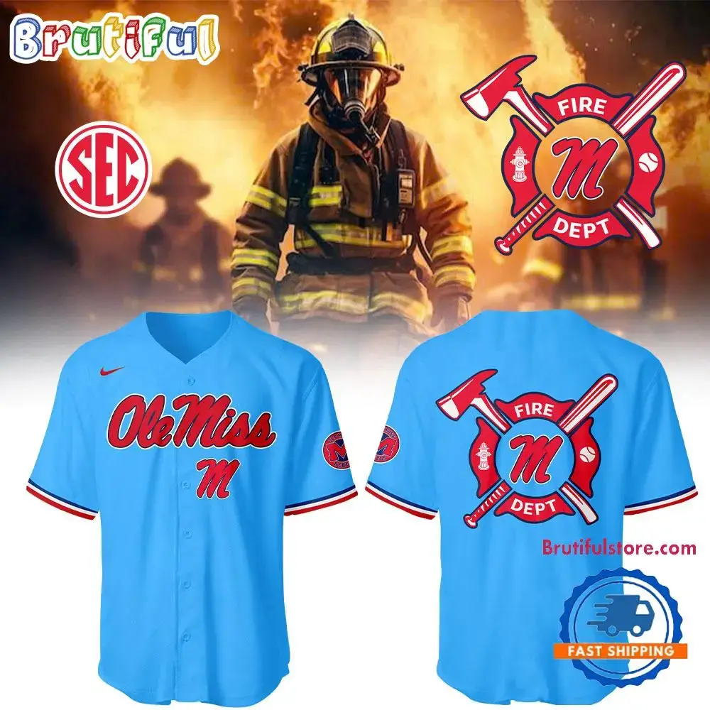 Ole Miss Rebels Baseball X Firefighter Appreciation Night Jersey Shirt Image