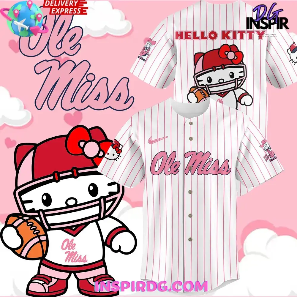 Ole Miss Rebels X Hello Kitty 2024 Stripe Baseball Jersey Image