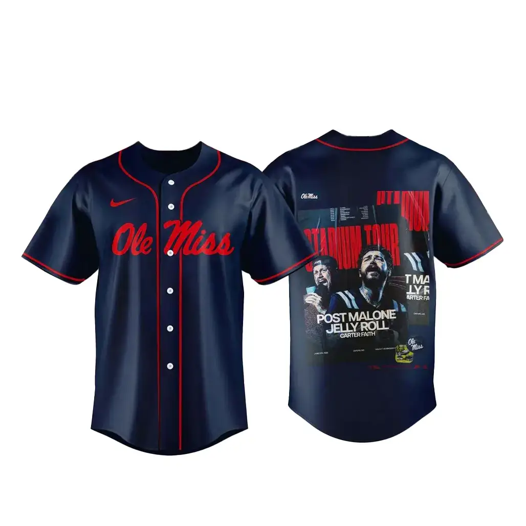 Ole Miss x Post Malone Stadium Tour 2026 Baseball Jersey Image