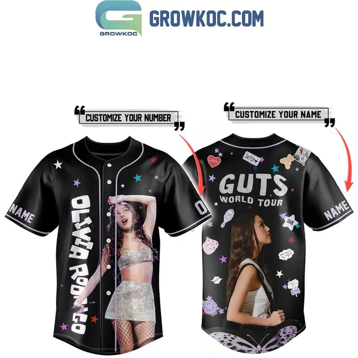 Olivia Rodrigo Guts World Tour Small Girl Personalized Baseball Jersey Image