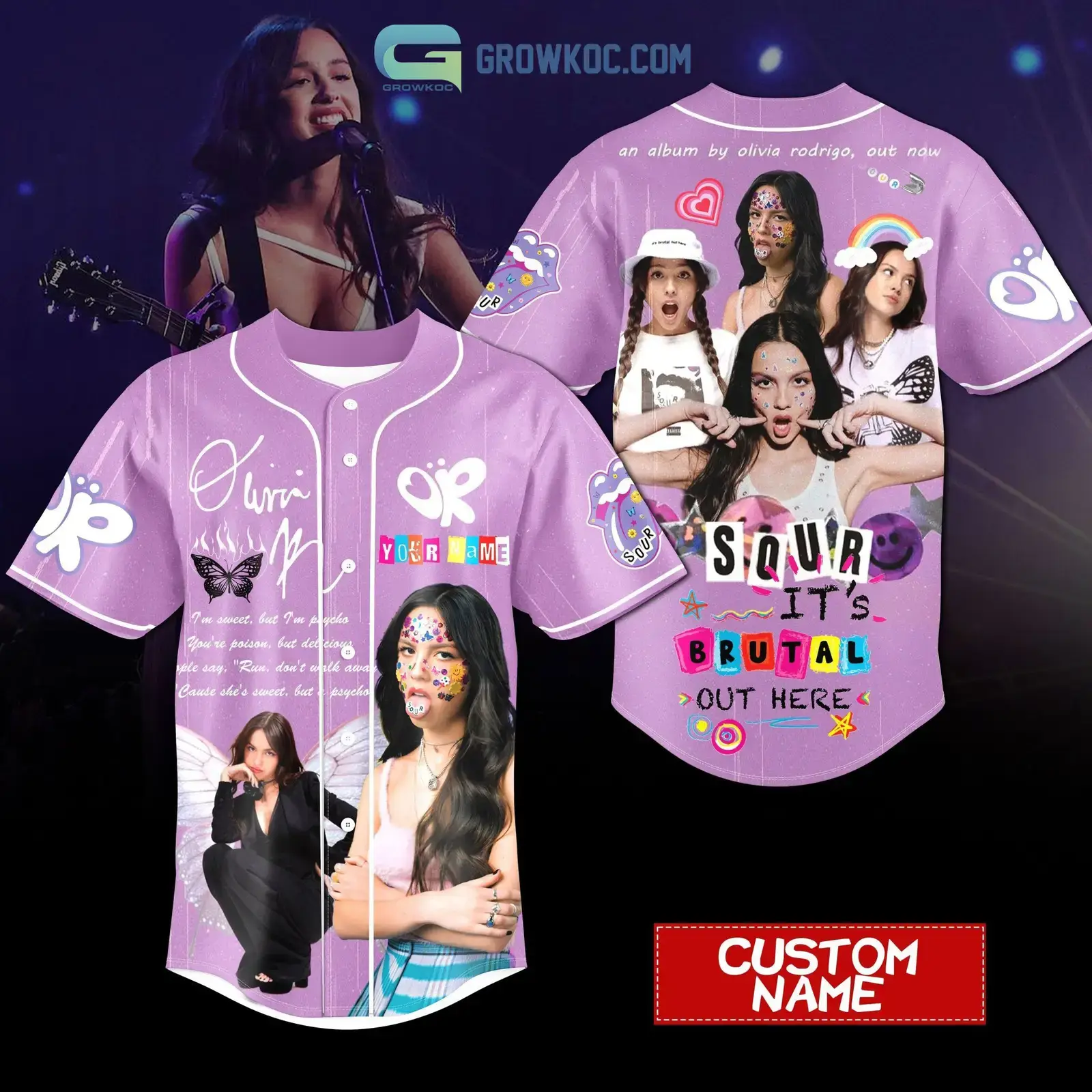 Olivia Rodrigo Sour It's Brutal Out Here Personalized Baseball Jersey Image