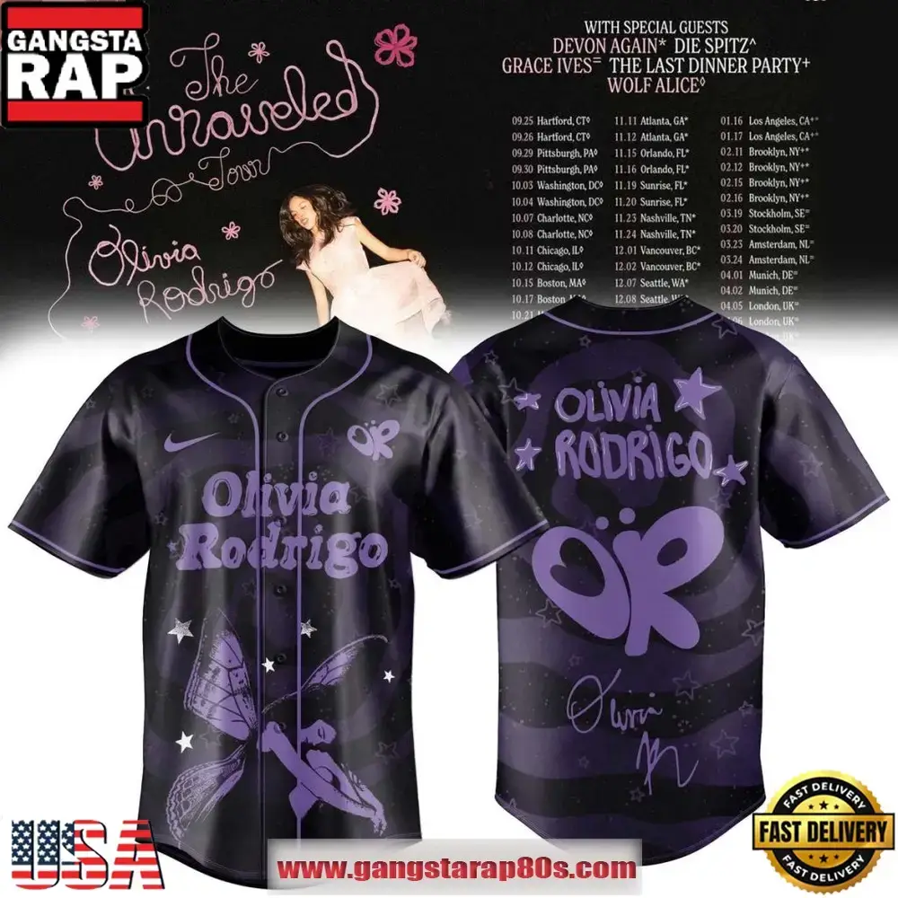 Olivia Rodrigo The Unraveled Tour 2026 Limited Edition Baseball Jersey Image