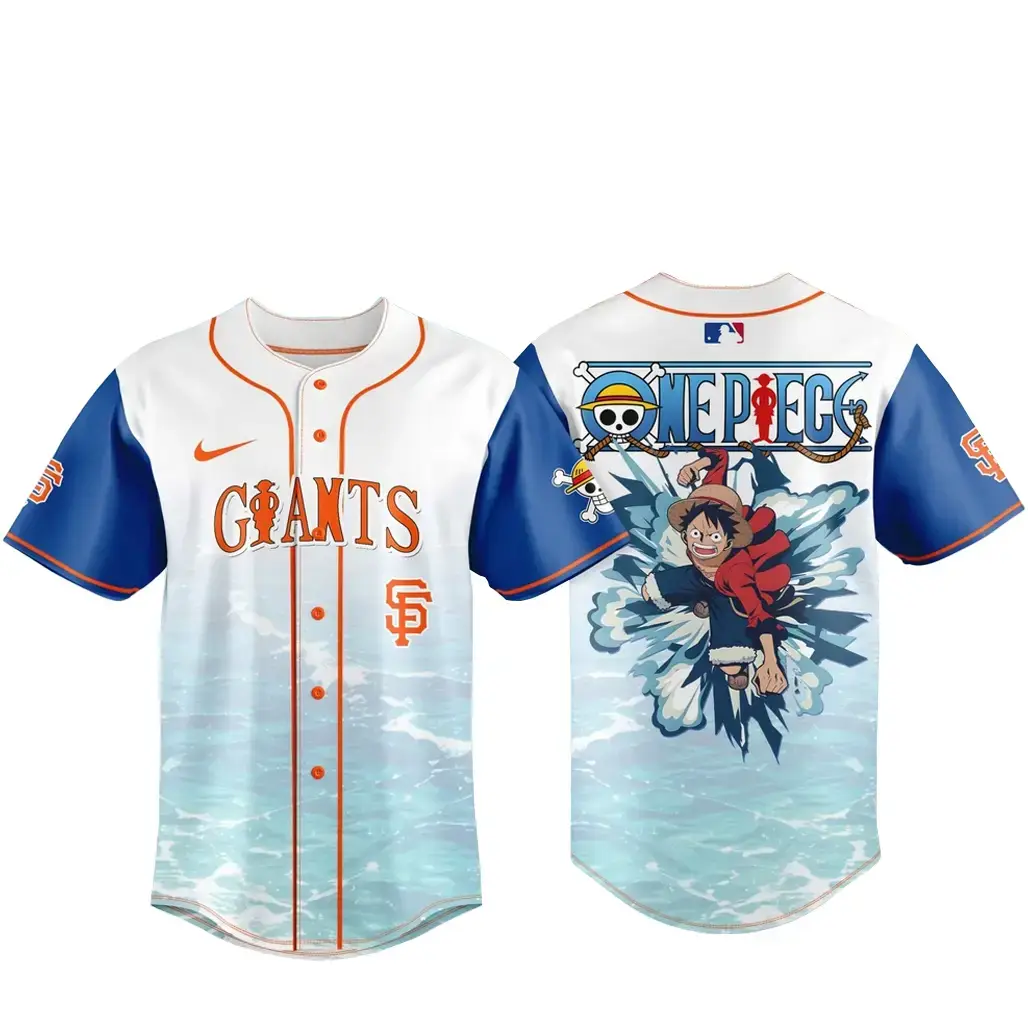 One Piece Anime x San Francisco Giants Monkey D. Luffy Baseball Jersey Image