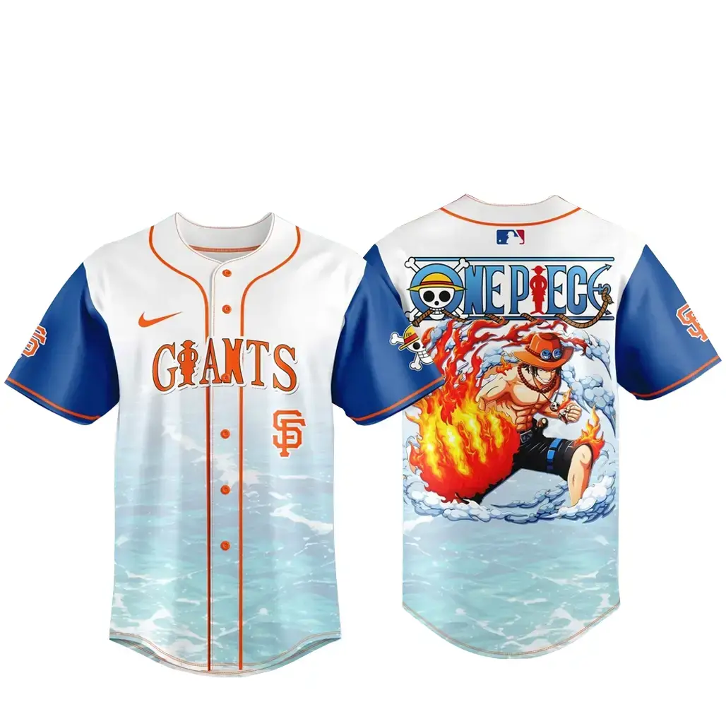 One Piece Anime x San Francisco Giants Portgas D. Ace Baseball Jersey Image