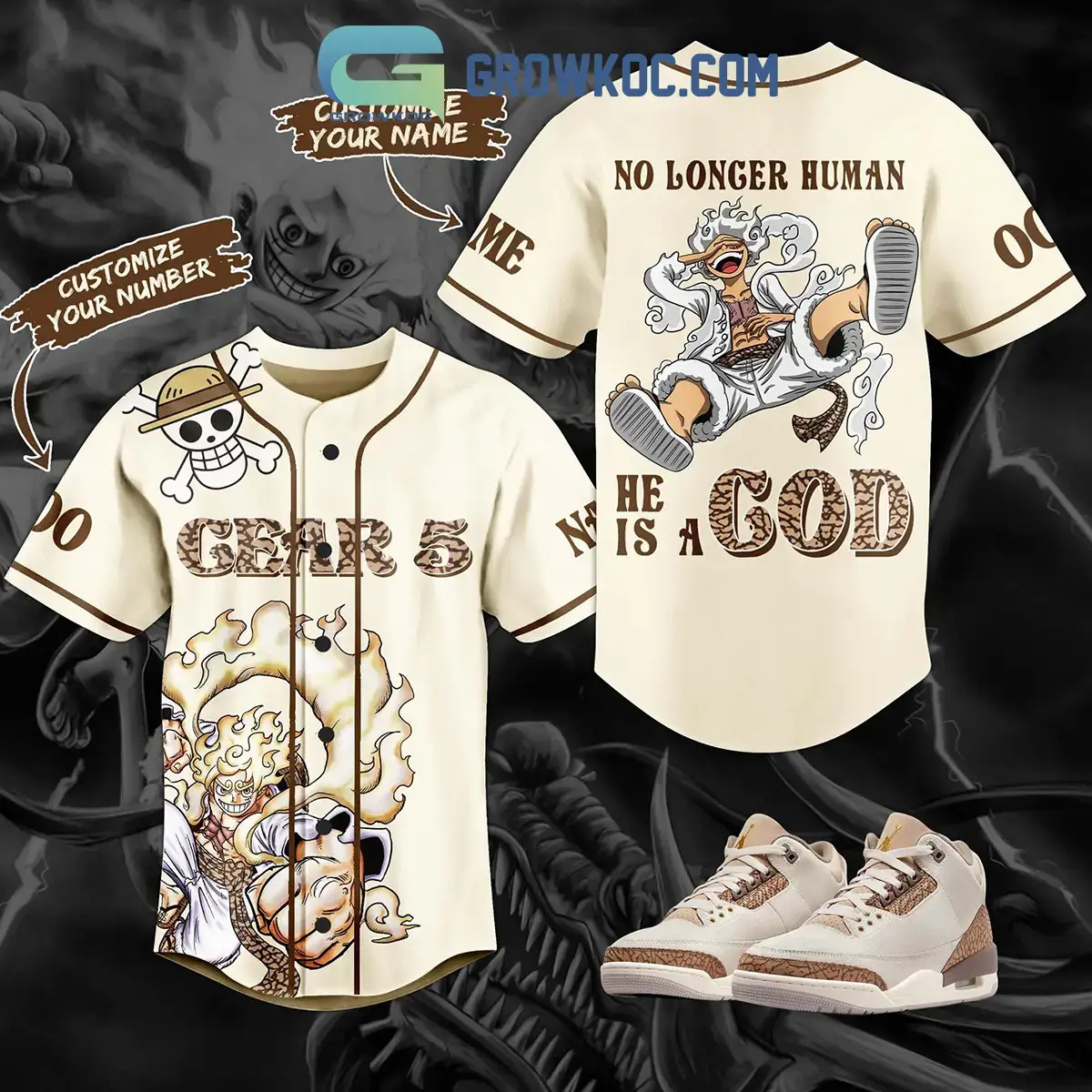 One Piece Gear 5 No Longer Human He Is A God Personalized Baseball Jersey Image
