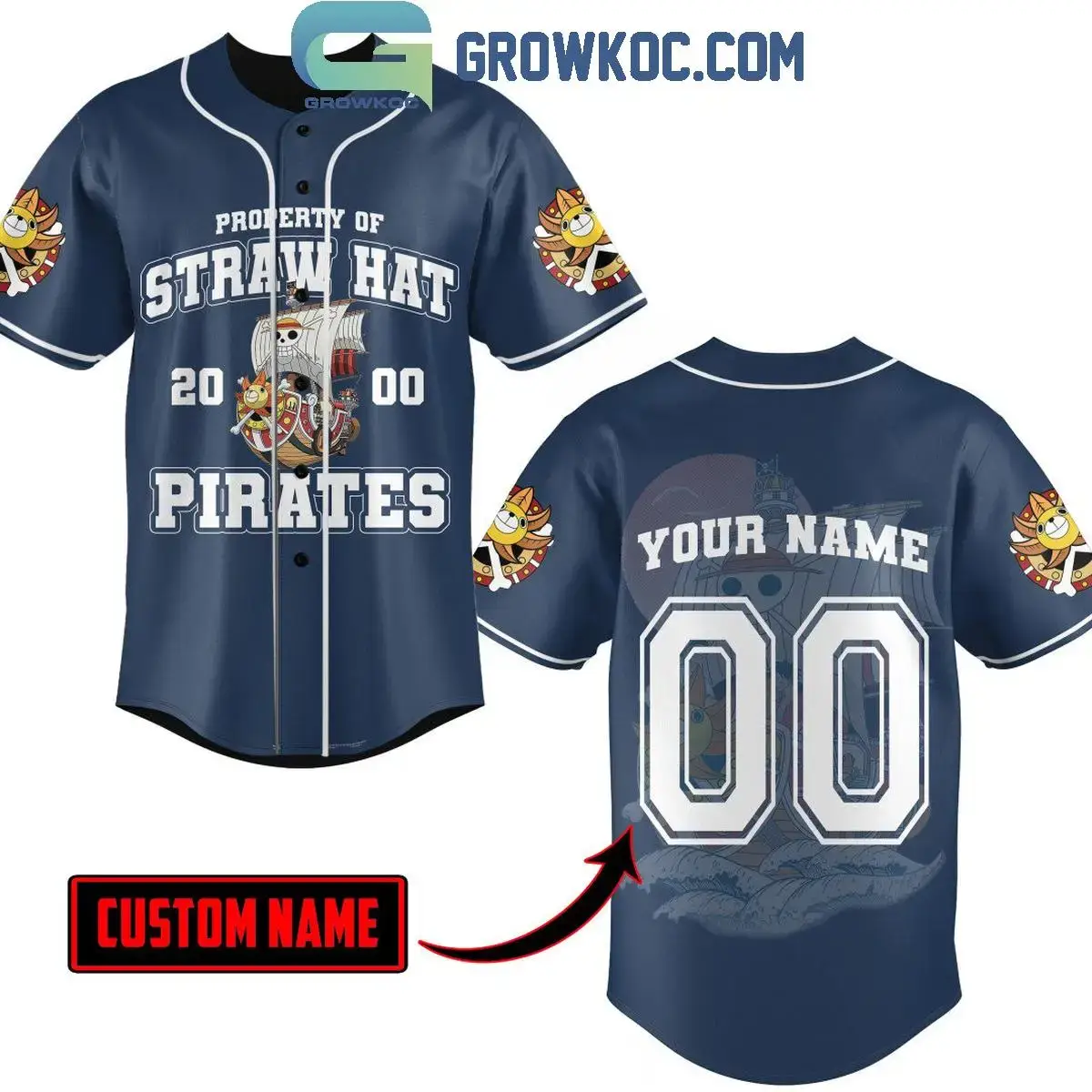 One Piece Property Of Straw Hat 2000 Pirates Personalized Baseball Jersey Image