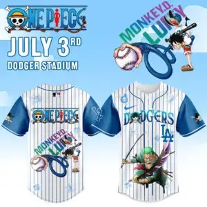 One Piece X Dodgers Baseball Jersey - Limited Edition Anime Fan Gear Image