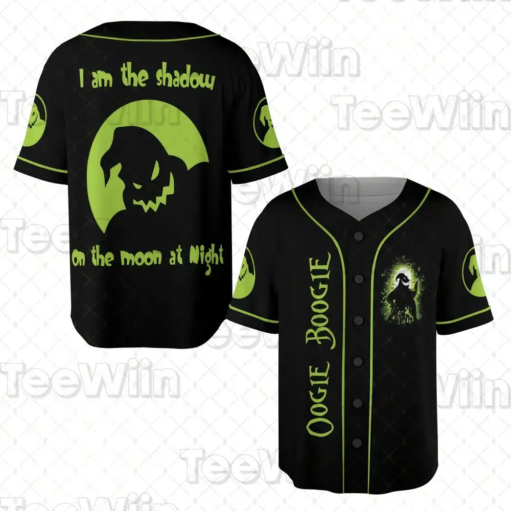 Oogie Boogie Halloween Baseball Jersey - Glow-In-The-Dark Shadow Design Image