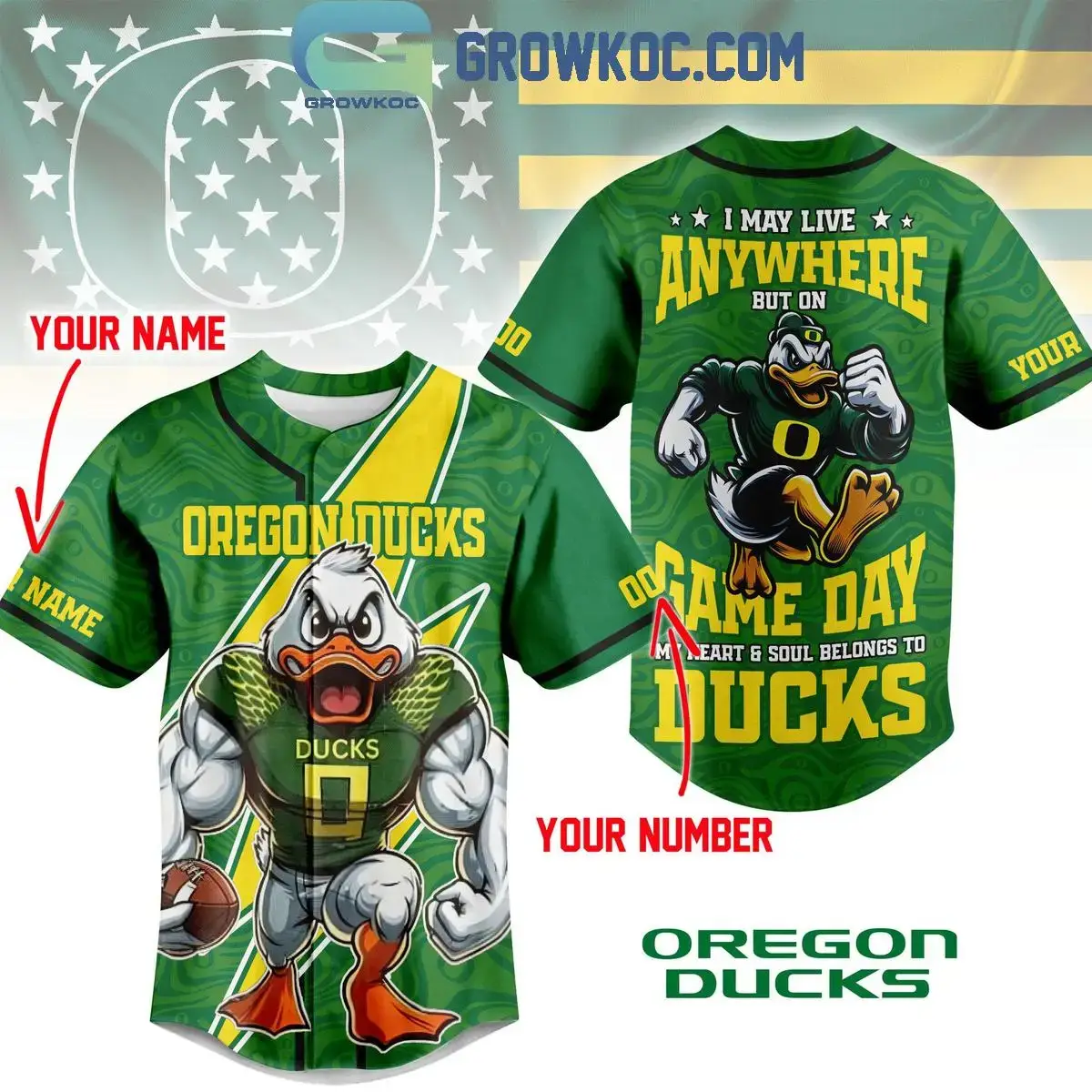 Oregon Ducks My Hearts & Soul Belongs To Ducks Jersey Image
