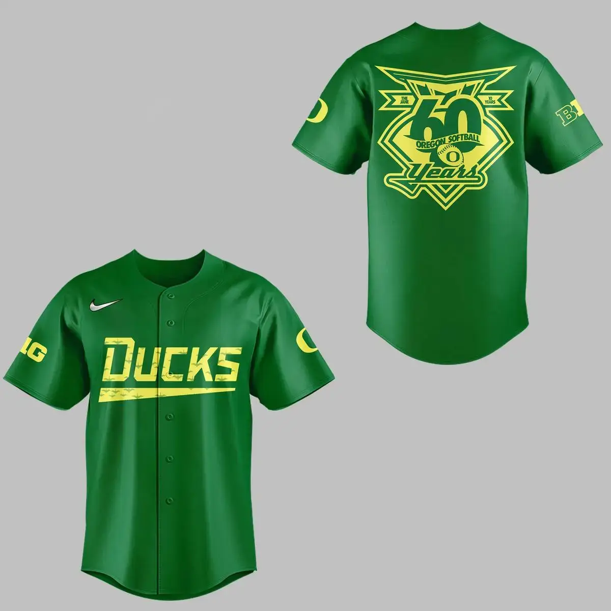 Oregon Ducks Softball Celebrating 60 Years 2026 Baseball Jersey Image