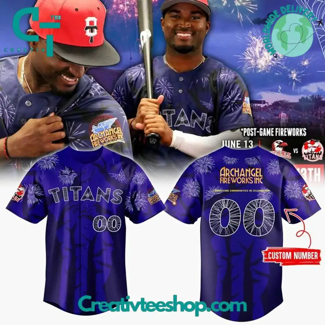 Ottawa Titans Firework Design Personalized Baseball Jersey Image