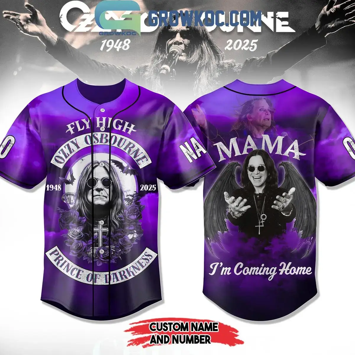 Ozzy Osbourne Mama I'm Coming Home Personalized Baseball Jersey Image
