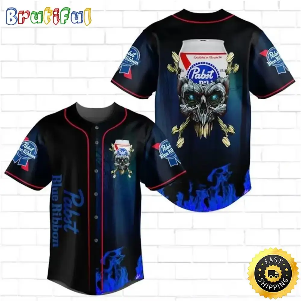 Pabst Blue Ribbon Baseball Jersey Shirt Image