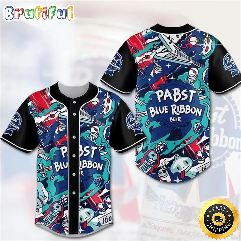 Pabst Blue Ribbon Gravity Baseball Jersey Image