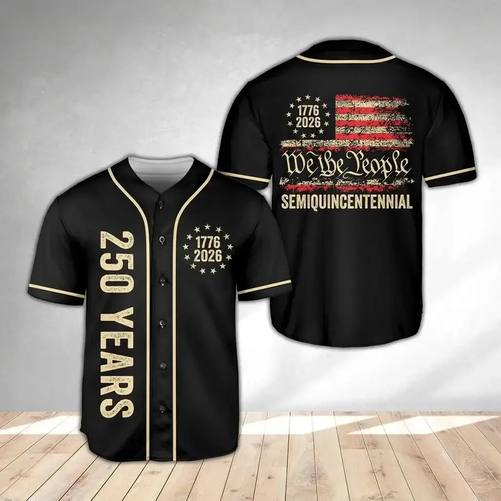 Patriotic 250 Years US Flag Baseball Jersey Image