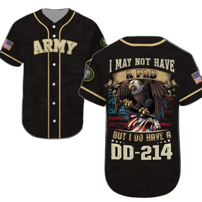 Patriotic Army Baseball Jersey - Proud Dd-214 Veteran Tribute Shirt Image