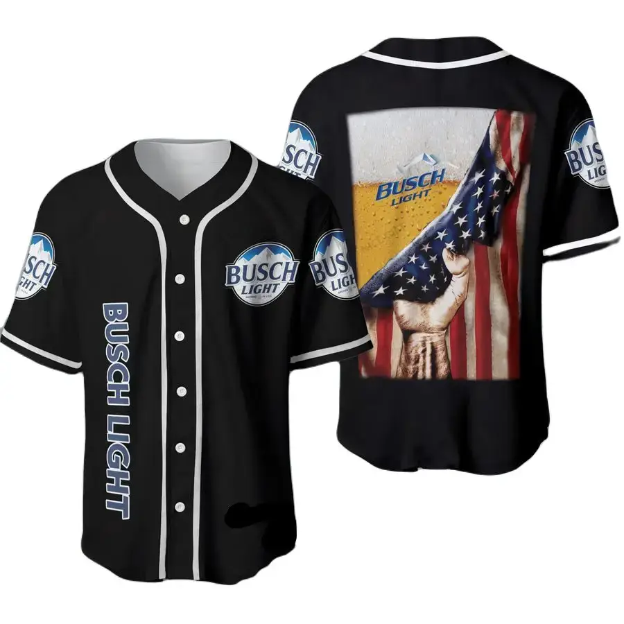 Patriotic Busch Light Baseball Jersey - Perfect For Beer Lovers & Sports Fans! Image