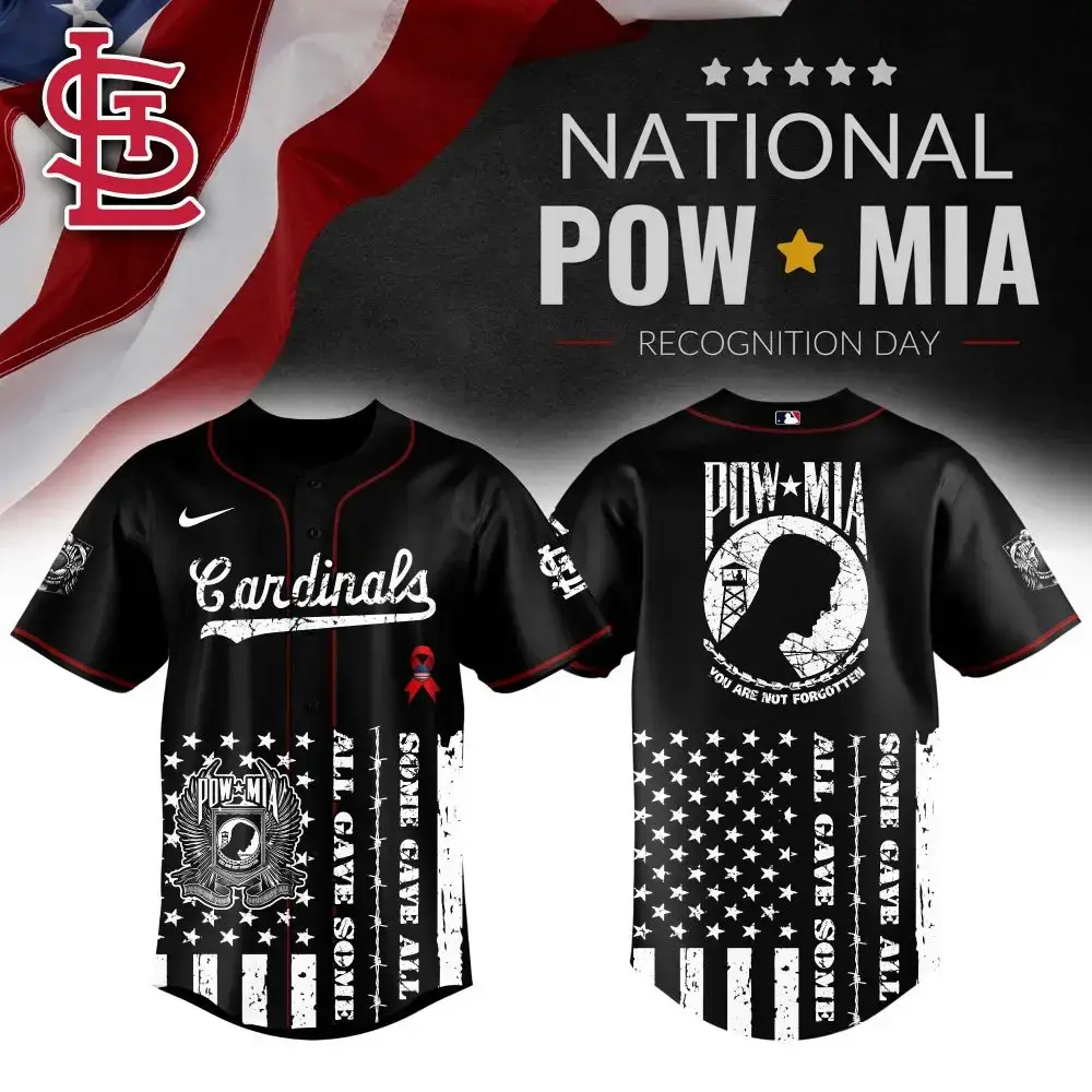 Patriotic Cardinals Pow Mia Baseball Jersey – Honor Veterans, Stylish Design Image