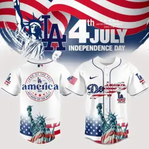 Patriotic La Baseball Jersey - 4Th Of July Edition With Statue Of Liberty Design Image