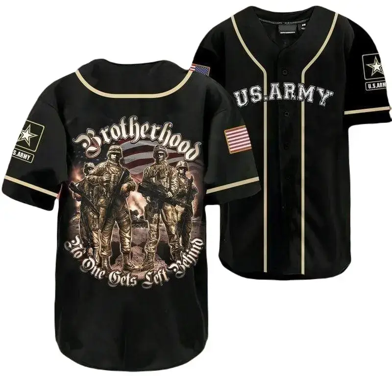 Patriotic Us Army Baseball Jersey - Honor Brotherhood, Military Pride Apparel Image