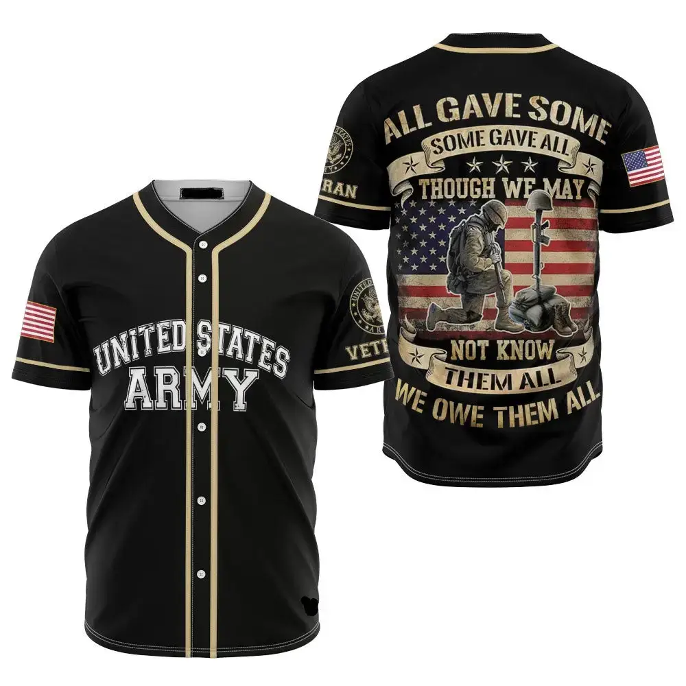 Patriotic Us Army Veteran Baseball Jersey - Honor & Pride Apparel Image