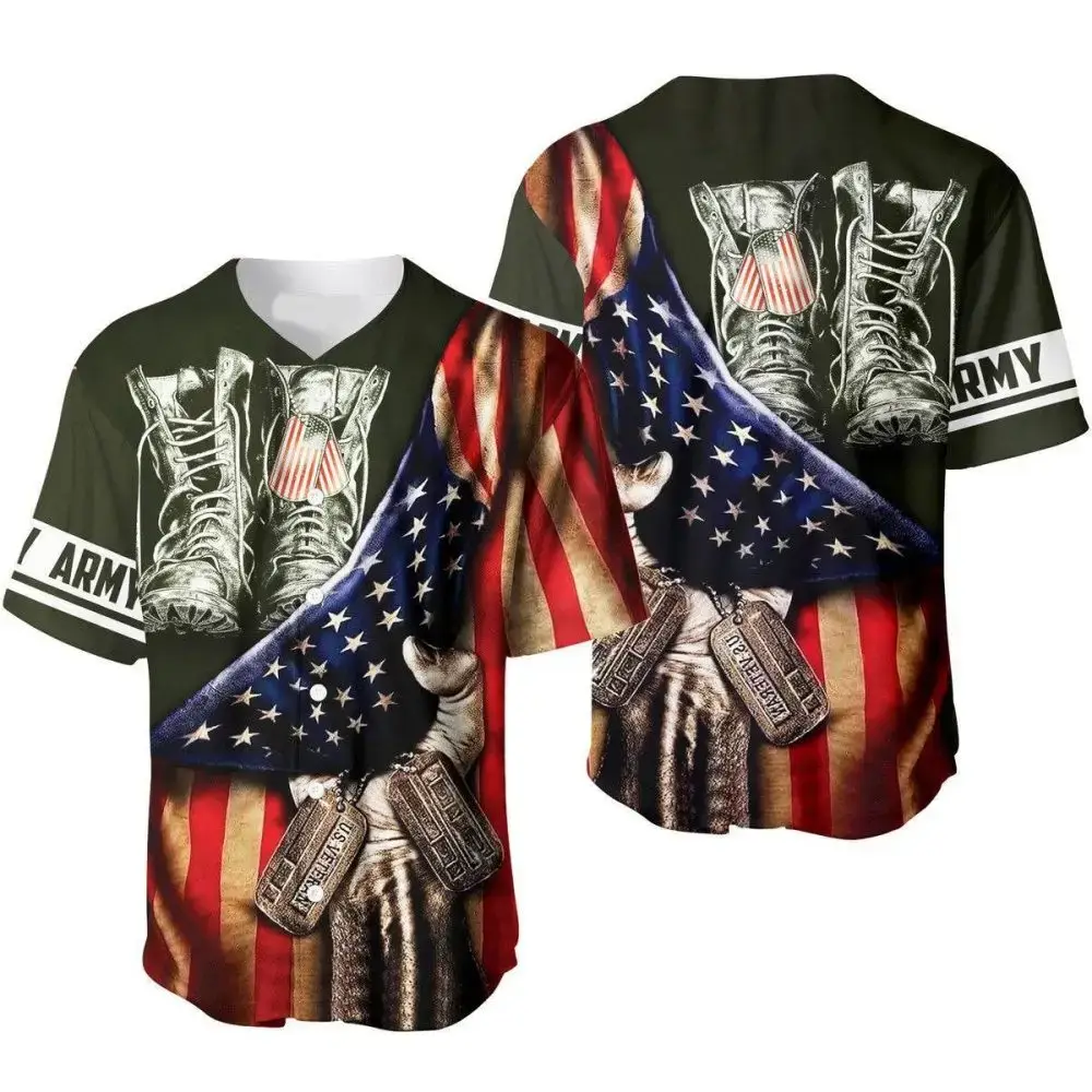 Patriotic Usa Army T-Shirt - American Flag & Dog Tags Design - Perfect Gift For Veterans Image